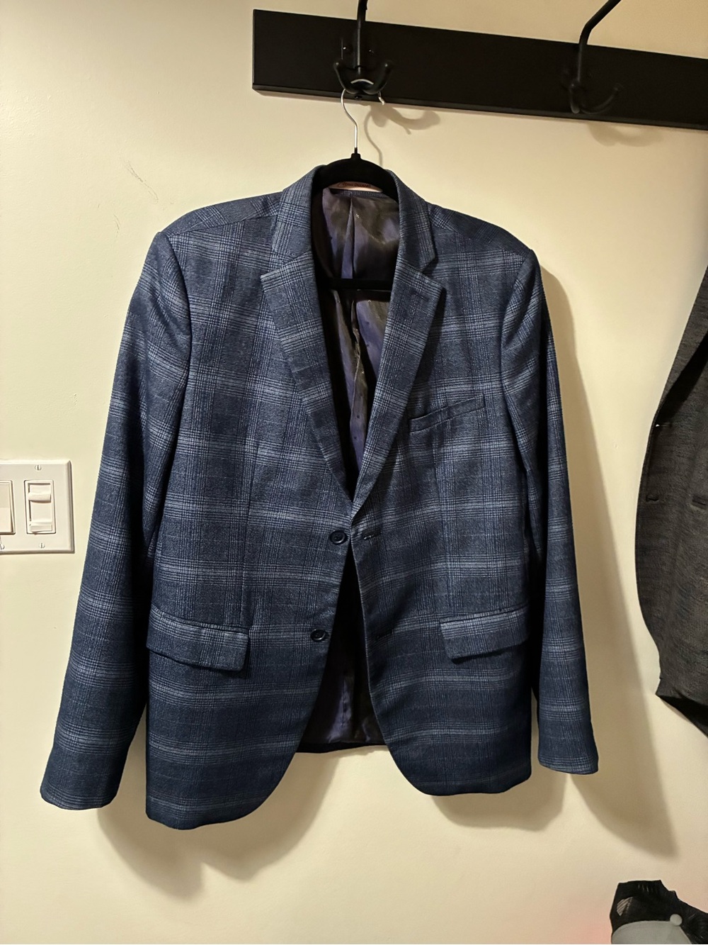 Men's Blue Plaid Blazer - Classic Two-Button Jacket